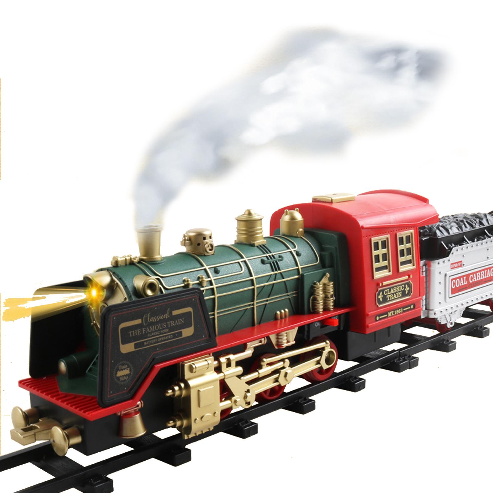 Christmas Series Classical Remote Control Small Train Tracks Electric Steam Track Train Model Lights Children s Holiday Gifts