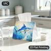 1pc Tissue Box, WATERCOLOR SAILFISH OCEAN ENERGY Pattern, 2D Flat Printing, Made from Tough Polyester, Can Be Washed, Tissue Dispenser, for Formal Mea