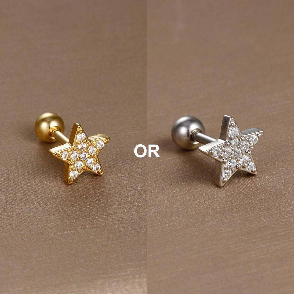 1PC 316L Stainless Steel Mini Zircon Cartilage Piercing Stud Earring For Women Girl Helix Tragus Body Zircon Statement