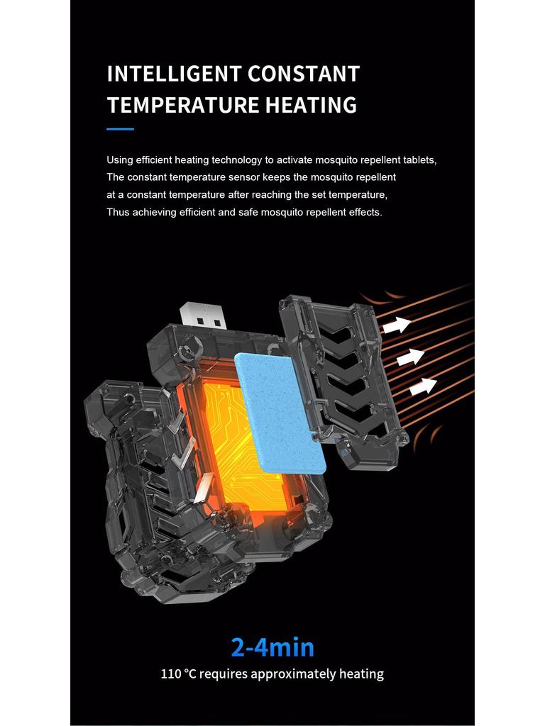 Portable USB Rechargeable Wireless Mosquito Repellent Heater & Coil