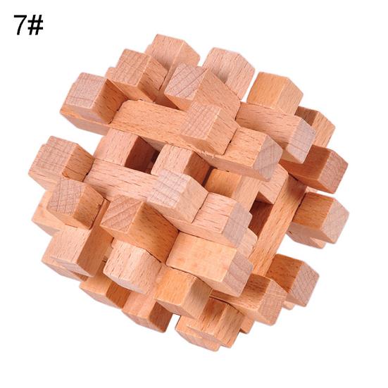 Classic Wooden Puzzle Cube Ball Kongming Luban Lock Brain Teaser Adults Toy