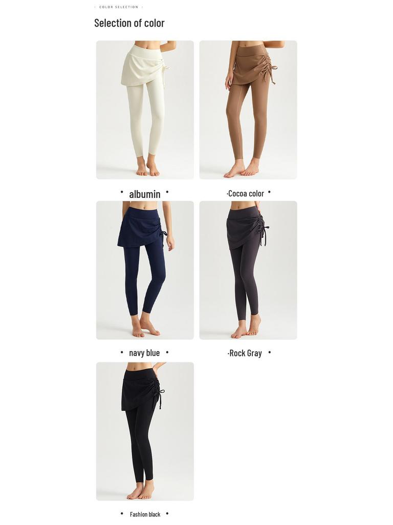 Ruffled High-Waist Yoga Pants with Skirt Overlay – Quick-Dry, Butt-Lifting, Anti-Embarrassment Design for Running, Dancing, and Sports.
