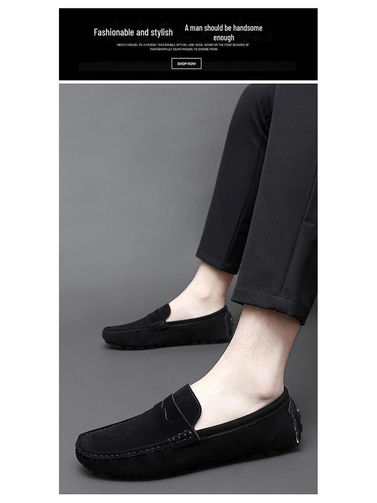 Men's Suede Hand-Stitched Driving Shoes with Soft Soles