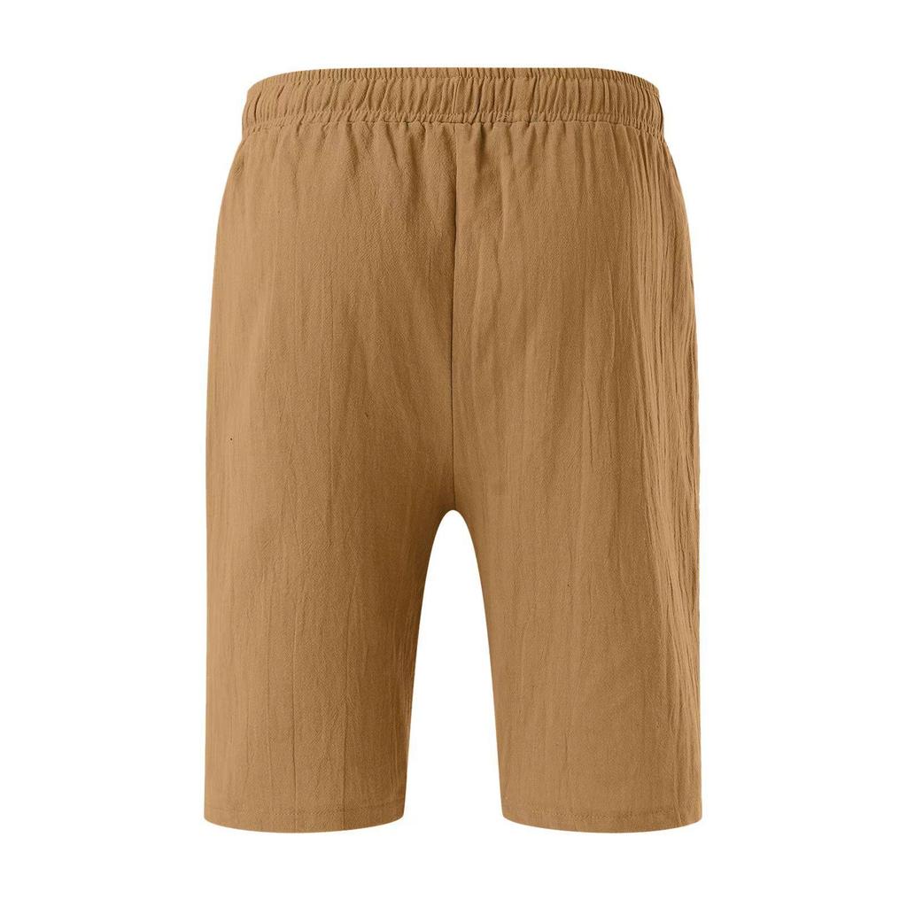 Men's Cotton Linen Summer Shorts - Drawstring Waist, Straight Leg, Breathable, Comfortable for Daily Wear or Beach Use
