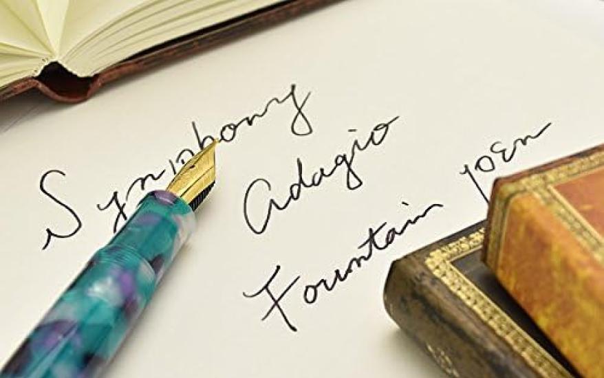 Pent Symphony Adagio Fountain Rest on a Clear F Pen House Original Pen, Blue-Green Day, (Fine Nib),