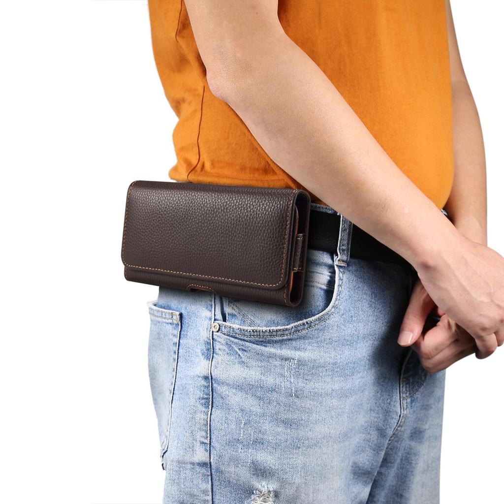 Genuine Leather Outdoor Waist Bag: Magnetic Buckle, Drop-Proof, Wear-Resistant Phone Case