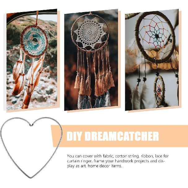 BESPORTBLE Dream Catcher Hoop: Heart Shaped Hoop Metal Rings Hoops Heart Shape Macrame Rings Hoops for DIY Craft Dream Catcher 12cm 10Pcs