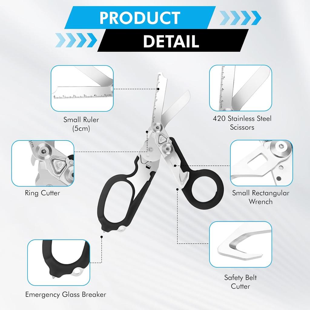 Trauma Shears Medical Shears with Strap Cutter and Glass Breaker for Outdoor, Nursing Scissors with Holster, Emergency Shears Stainless Steel Pocket