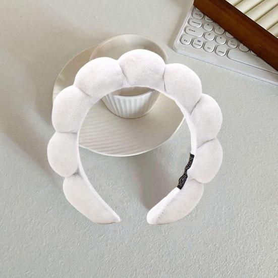 Women Headband Solid Color Elastic Puffy Sponge Lightweight Anti-slip Hair-fixed Regular Fit Bath Washing Face Hair Hoop Hair Accessories
