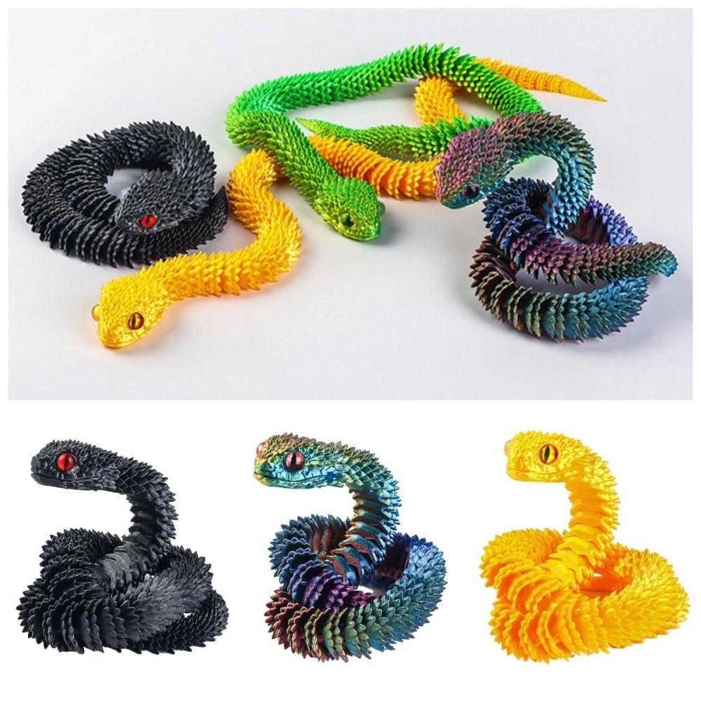 30/45/60cm 3D Printed Snake Toy Multicolor Animal Simulation Model  Halloween