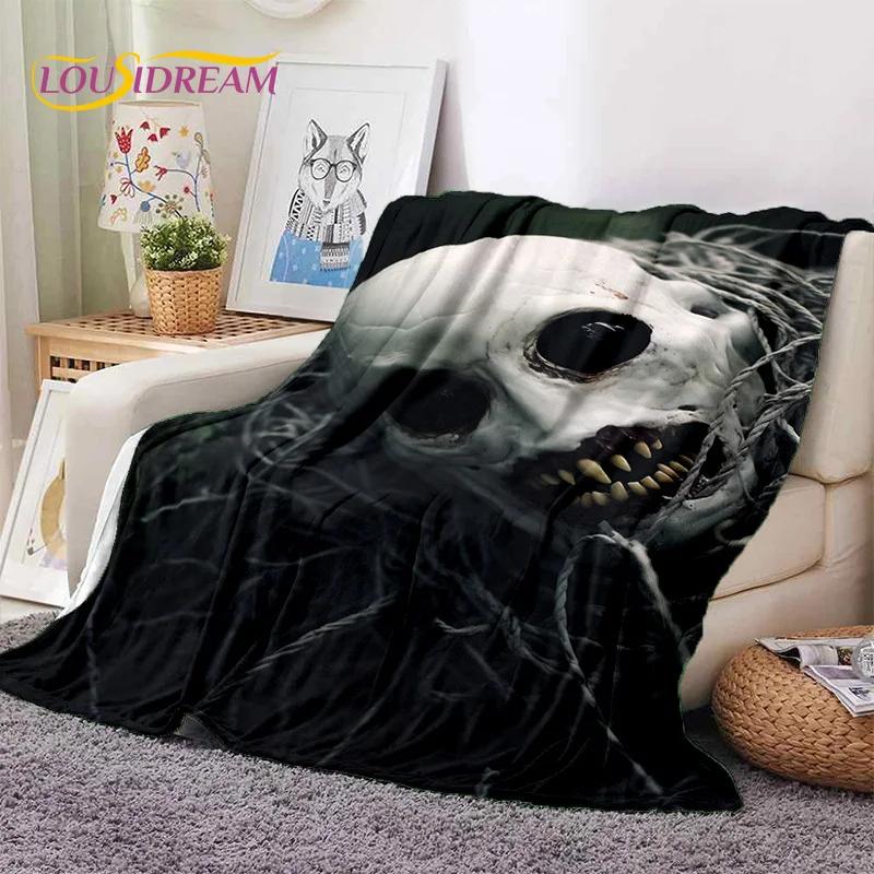 3D Horror Gothic Skull Skeleton Soft Flannel Blankets,Throw Blanket Comfortable Blanket for Picnic Beds Sofa Home Bedroom Gifts