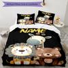 3pcs Custom Name Animals Bedding Set Duvet Cover Closure Includes 1 Duvet Cover & 2 Pillowcases, Soft and Comfortable for All Seasons.
