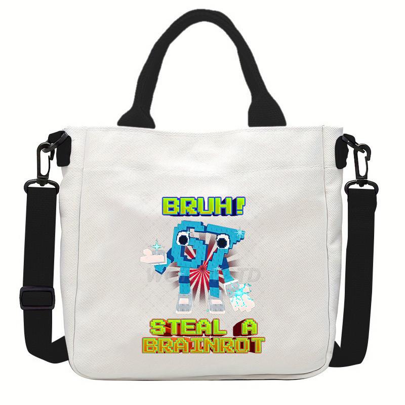 Steal a Brainrot 67 Printed Student Crossbody Bag Casual Canvas Shoulder Bags