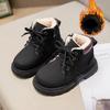 Children's Fashion Boots Winter Thickened Boys Girls' Anti Slip Warm Leather Boots Side Zipper Solid Color Kids Casual Shoes