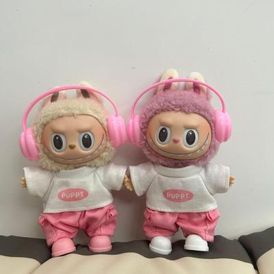 Labubu Doll Clothes: Pink Casual T-Shirt Outfit Set for First, Second, and Third Generation Labubu Blind Box Dolls
