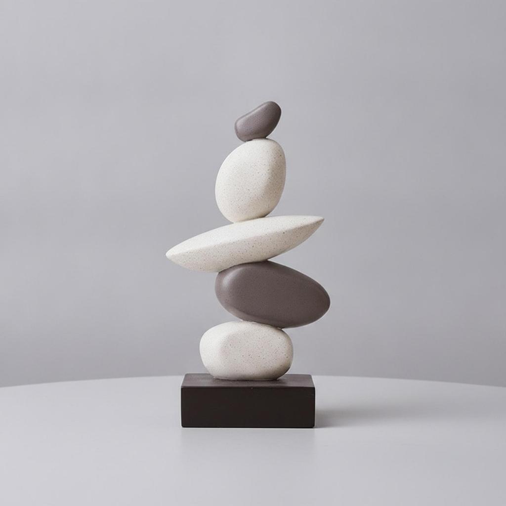 Statue Abstraite Finition Grès Ornement Décoratif de Table Facile à Nettoyer