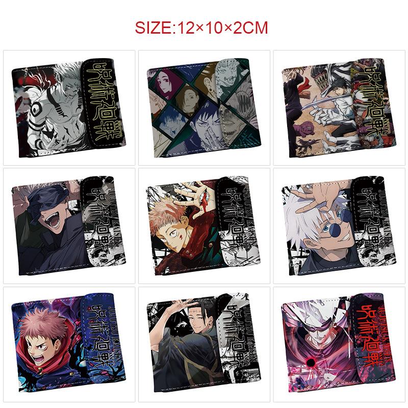 Gojo Satoru Anime Wallet Jujutsu Kaisen White Hair Teacher Bi-Fold Snap Coin Card Purse Black