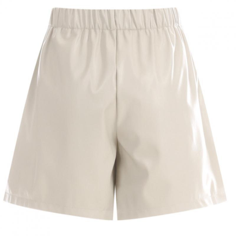 Shop   Women Fake Leather Pocket Banding Short Pants Black Pic Wpt 1718