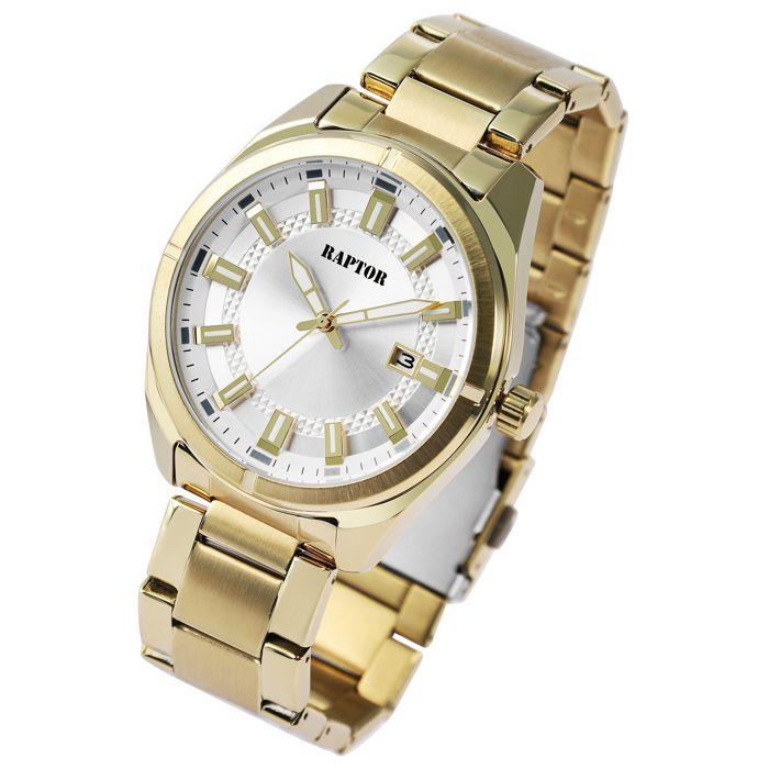 Montre bracelet homme - Nikolle - Doré acier inoxydable - Boîtier 44 mm - Quartz