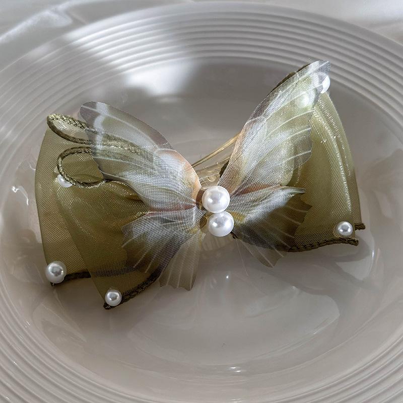 New Beautiful Butterfly Pearl Hair Claw One Word Clips For Woman Girl Elegant Ponytail Hairpin Barrette Hair Accessory Gift