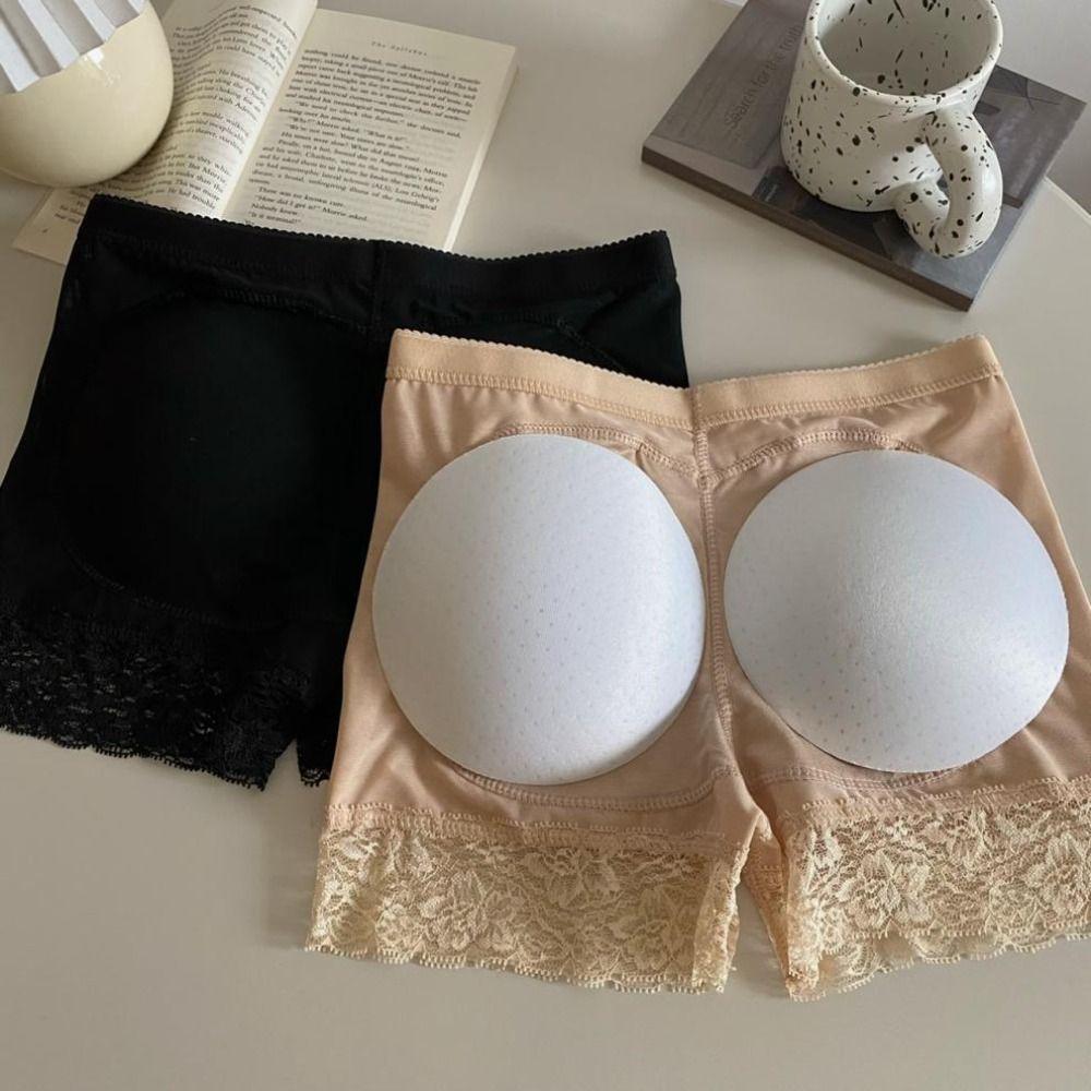 Mid Waist Women Shapewear Panties Lace Panties with Hip Pads Comfortable Push Up Underwear Female