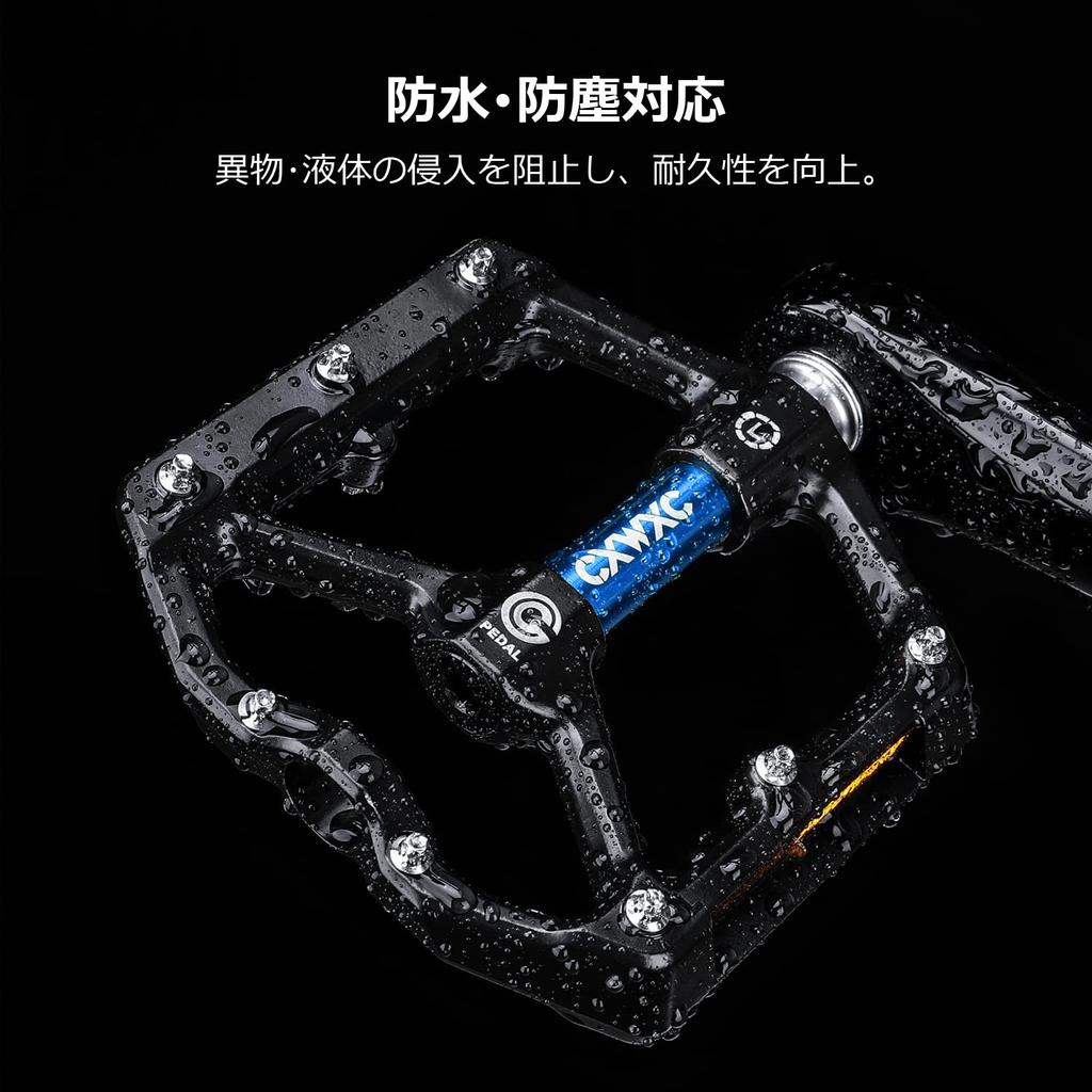 CXWXC Bicycle Pedals Flat Pedals for Road with Reflectors Aluminum Bikes/Cross Bikes/MTBs Etc. (CX-930BU) (Black/Blue)