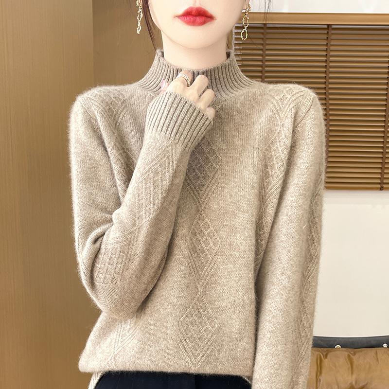 Suéter de cachemira para mujer Qinghe cachemira 30% cachemira 70% lana jersey de otoño e invierno cálido y a la moda