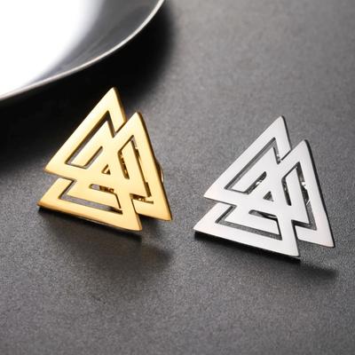 Vintage Triangles Brooch for Women Men Odin Knot Valknut Symbol Pin Stainless Steel Norse Myth Jewelry Amulet Talisman