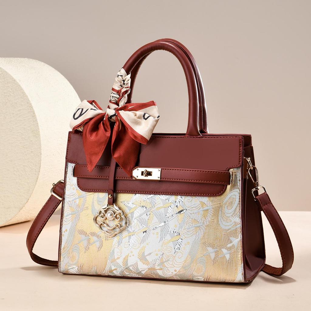 Women's 2026 Stylish Versatile Handbag - New Chinese National Trend, Large Capacity Mom Tote
