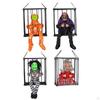 Screaming Halloween Decoration Cage Prisoner Spooky Creative Light up Eyes with Motion Sensing for