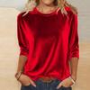 Top alla moda in velluto a maniche lunghe da donna, tinta unita, pullover, maglietta, oro