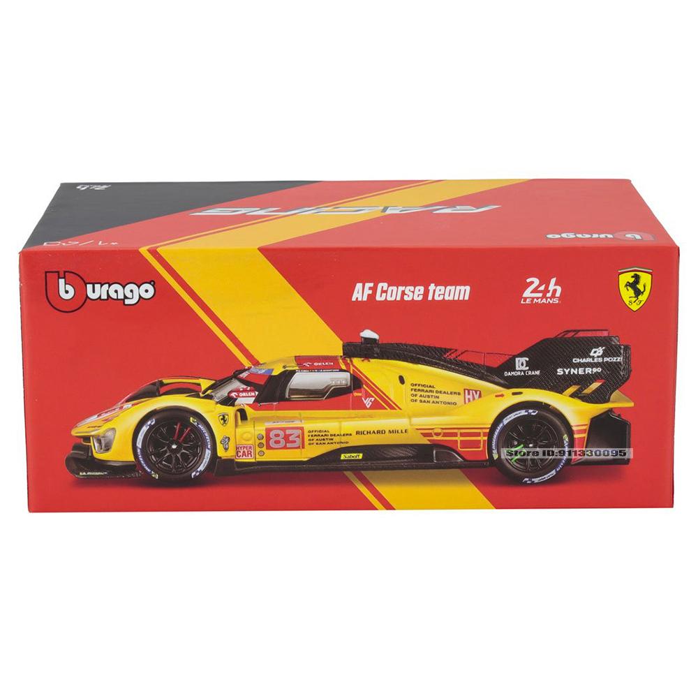 Burago 1:43 Ferrari 2024 499P Nr. 83 24h LE MANS Acrylbox und Sockel Legierung Luxusfahrzeug Diecast-Automodell Spielzeugsammlung