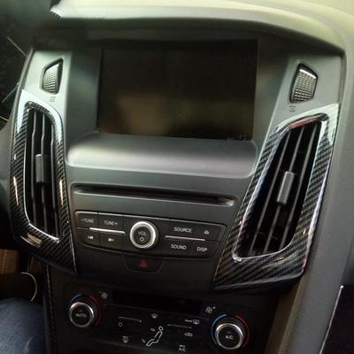 2PCS For Ford Focus MK3 2012-2014 Carbon Fiber Color ABS Interior Dashboard Air Conditioner Vent Outer Frame Trim