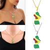 Vintage Guyana Map Necklace Stainless Steel Country Outline Pendant Necklace