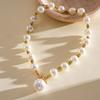 European American Retro Pearl Beaded Diamond‑Set OT Buckle Necklace Niche High‑Grade Simple Versatile Collarbone Trend Jewelry