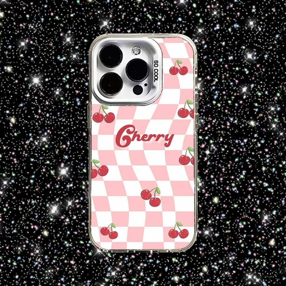 

Red Cherry Phone Case For iPhone 16,15,14,13,12,11,Pro,XS,Max,Plus,Mini,SE White Candy Matte Shockproof Cover iPhone13PROMAX
