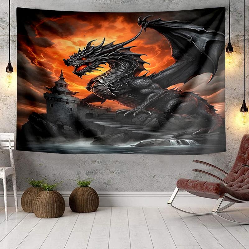 Fiery Dragon Artwork Tapestry Room Decoration Wall Hanging for Living Room Bedroom, dormitory, Birthday and Christmas gifts