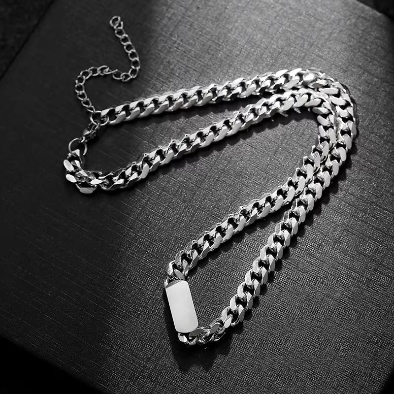 European American Simple Personality Cuban Necklace Men's Women's Trendy Design Clavicle Chain Ins Cold Sporty Style Jewelry