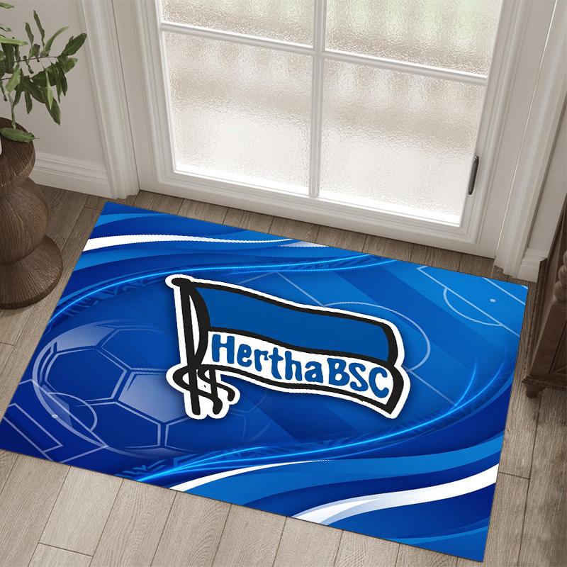 Hertha Bsc FC Design Crystal Velvet Carpet Cozy Non?Slip Printed Rug For Bedroom Living Room Entrance