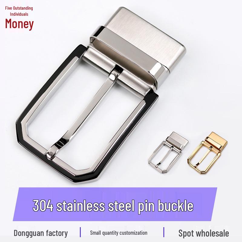 Men's Stainless Steel Double-Sided Rotating Pin Buckle for Perforated Belts