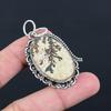 Sterling Silver Oval Psilomelane Dendrite Stone Art Deco Engagement Boho Pendant