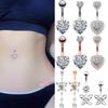 Shiny Zircon Crystal Belly Button Rings for Women Fashion Heart Navel Ring Metal Steel Barbell Butterfly Body Piercing Jewelry