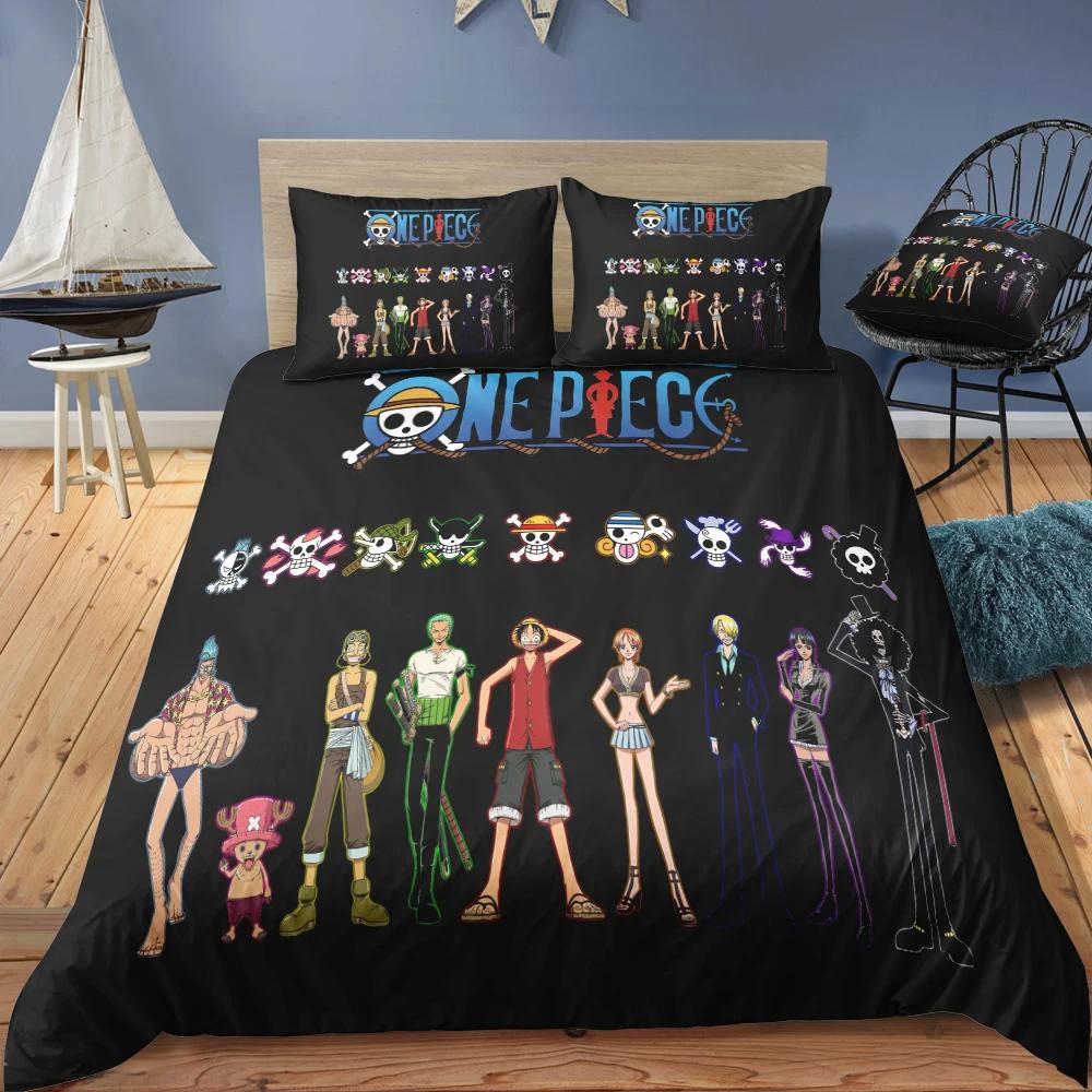 Set Biancheria da Letto di Alta Qualità Stampato in 3D con Federe Set Letto Anime Giapponese One Piece Per Bambini Adulti Decorazione Camera da Letto