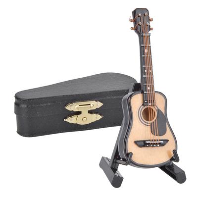 Miniaturowy Model Gitary Akustycznej Mini Drewniana Gitara Dekoracja Model Instrumentu Muzycznego 8cm