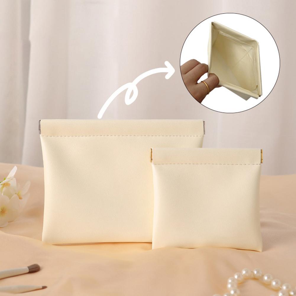 2pcs Mini Portable PU Storage Bags Automatic Closure Storage Bag Data Cable Earphones Lipstick Wallet