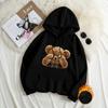 Women's eye-covering teddy bear print hooded sweater autumn and winter velvet loose oversize women's hoodie