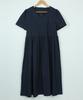 Ppaeppae V-Neck Fine Pleated Medium-Length Linen Dress