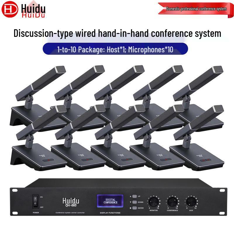 HuiDu QH-660 Wired Conference Desktop Microphone with Square Tube