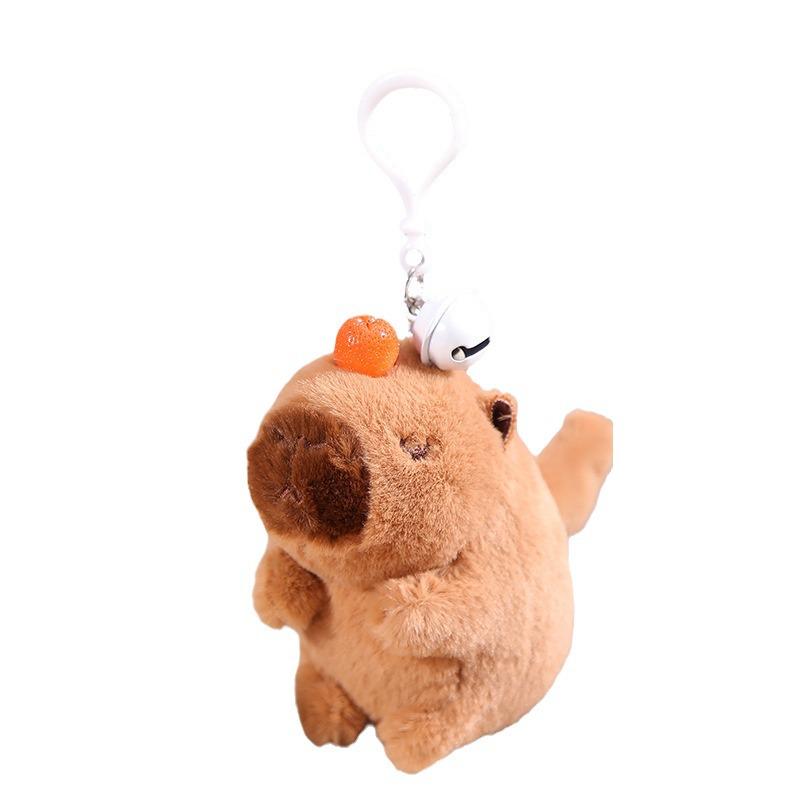 Le Ji Er Capybara Plush Toy Keychain with Wagging Tail & Bubble Blowing Pendant