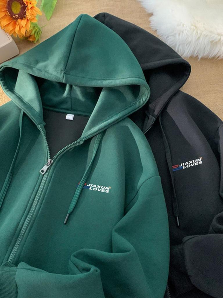 Unisex American Style Heavyweight Zip-Up Hoodie, Versatile Basic Cardigan for Spring & Autumn, 2024 Winter New Arrival.